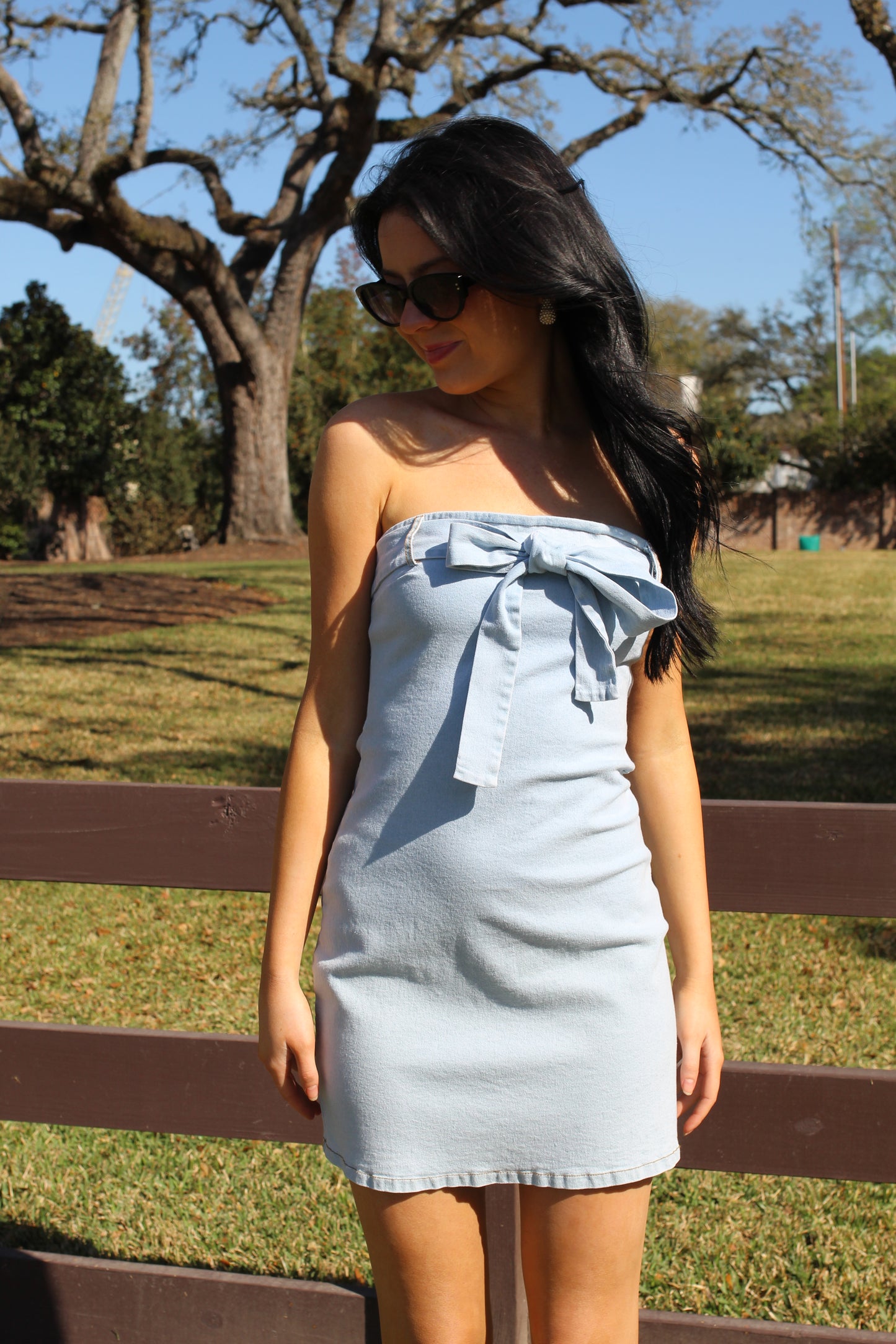 Madison Denim Bow Dress