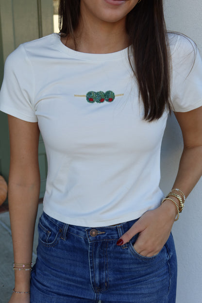 Beaded Olive Tee